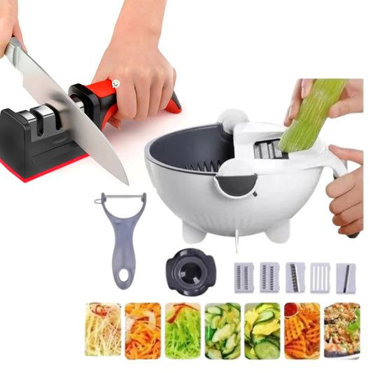 Combo 1 Rallador 9 En 1 + 1 Afilador