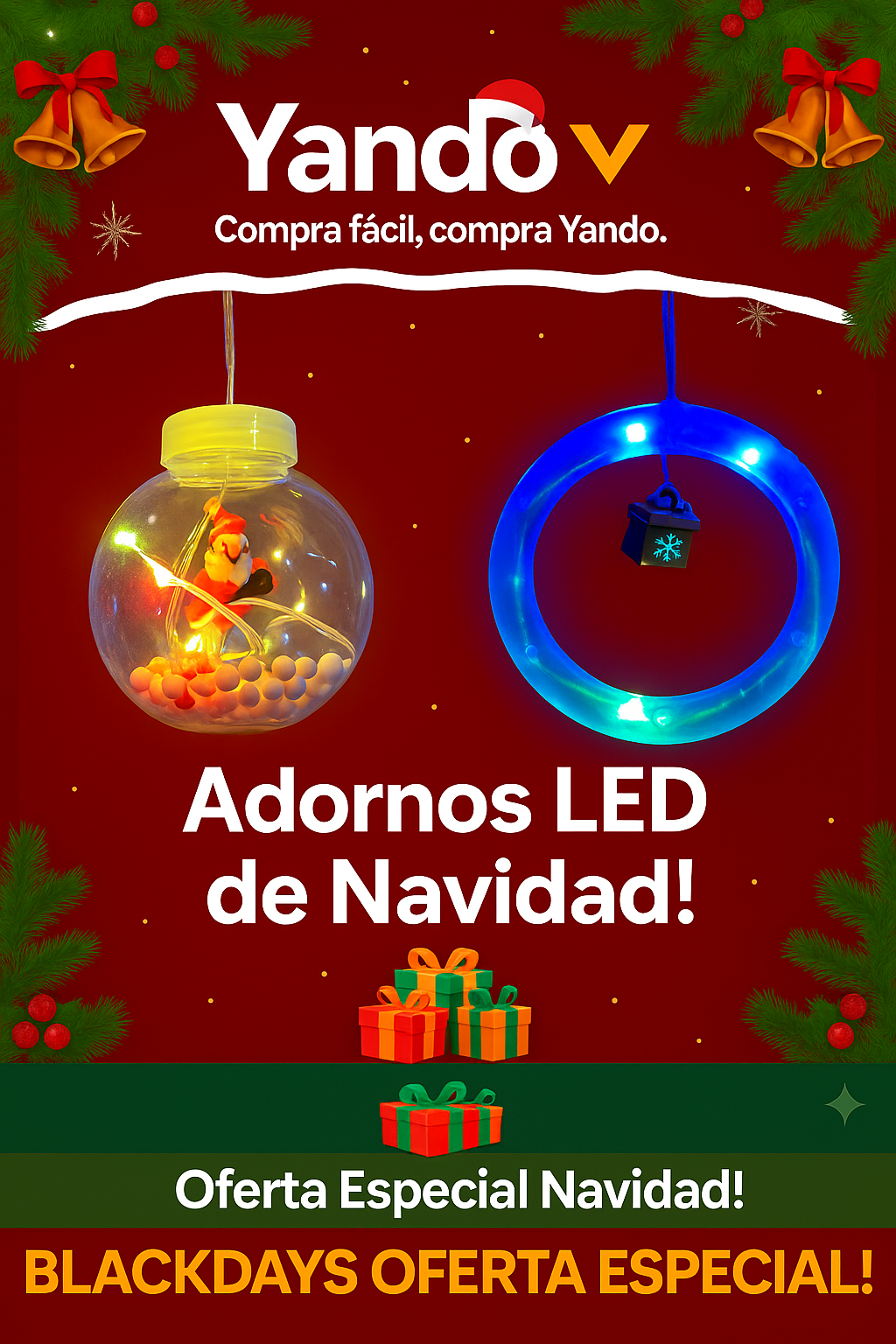 Luces Cortina Aro Esfera Navidad